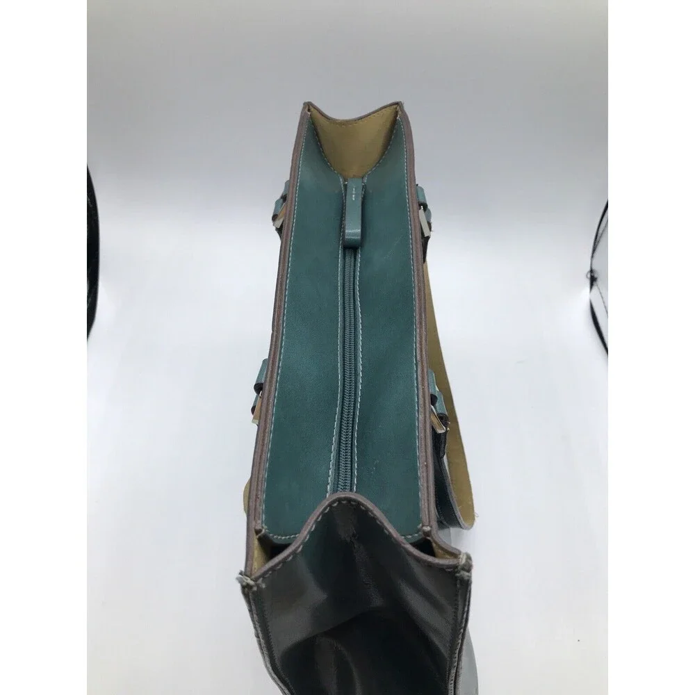 MONDANI New York Faux‎ Leather Handbag Tote Zip Top Teal Blue